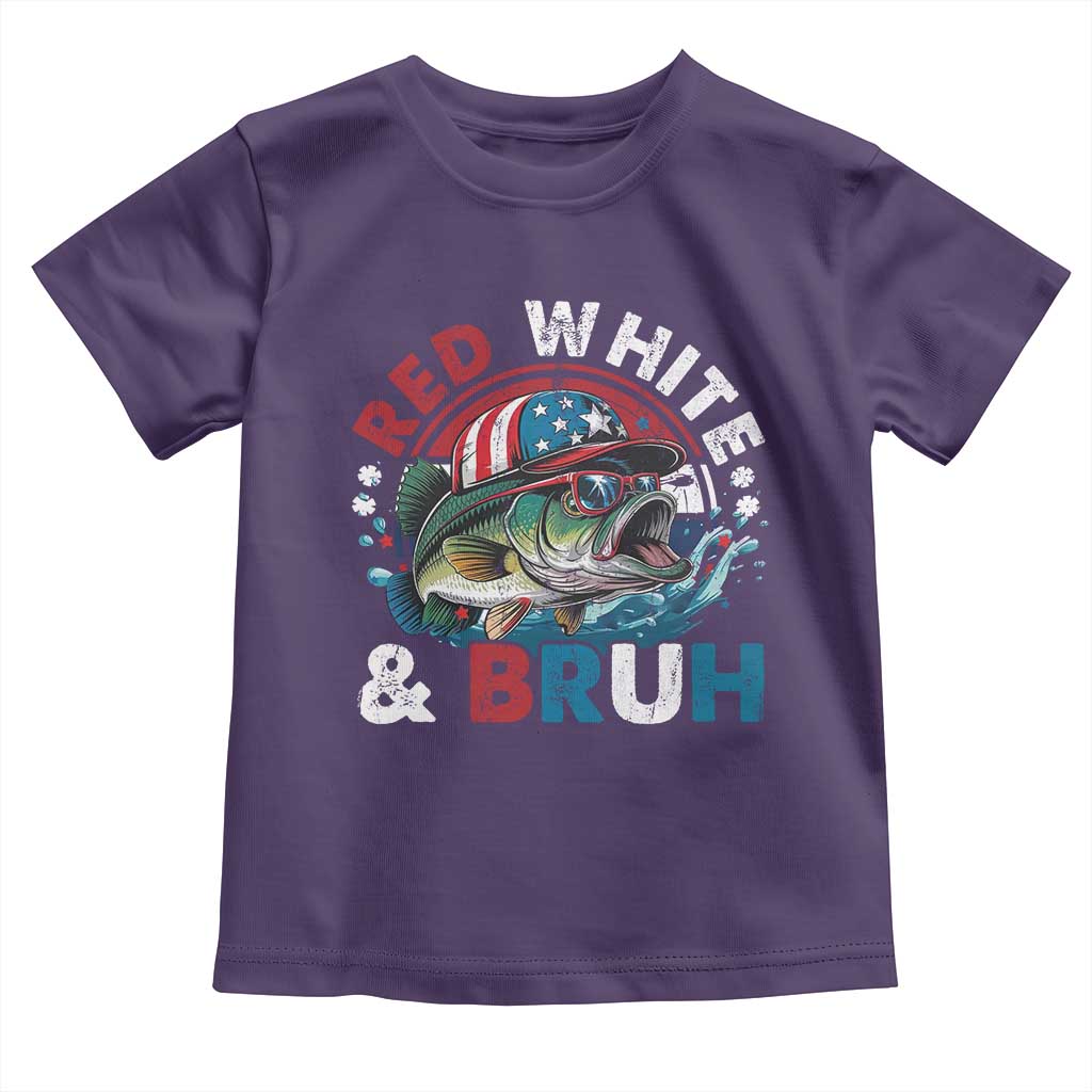 Funny Fishing Toddler T Shirt Red White Bruh Fisherman Gift American Flag - Wonder Print Shop