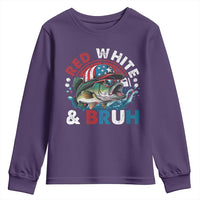 Funny Fishing Youth Sweatshirt Red White Bruh Fisherman Gift American Flag - Wonder Print Shop