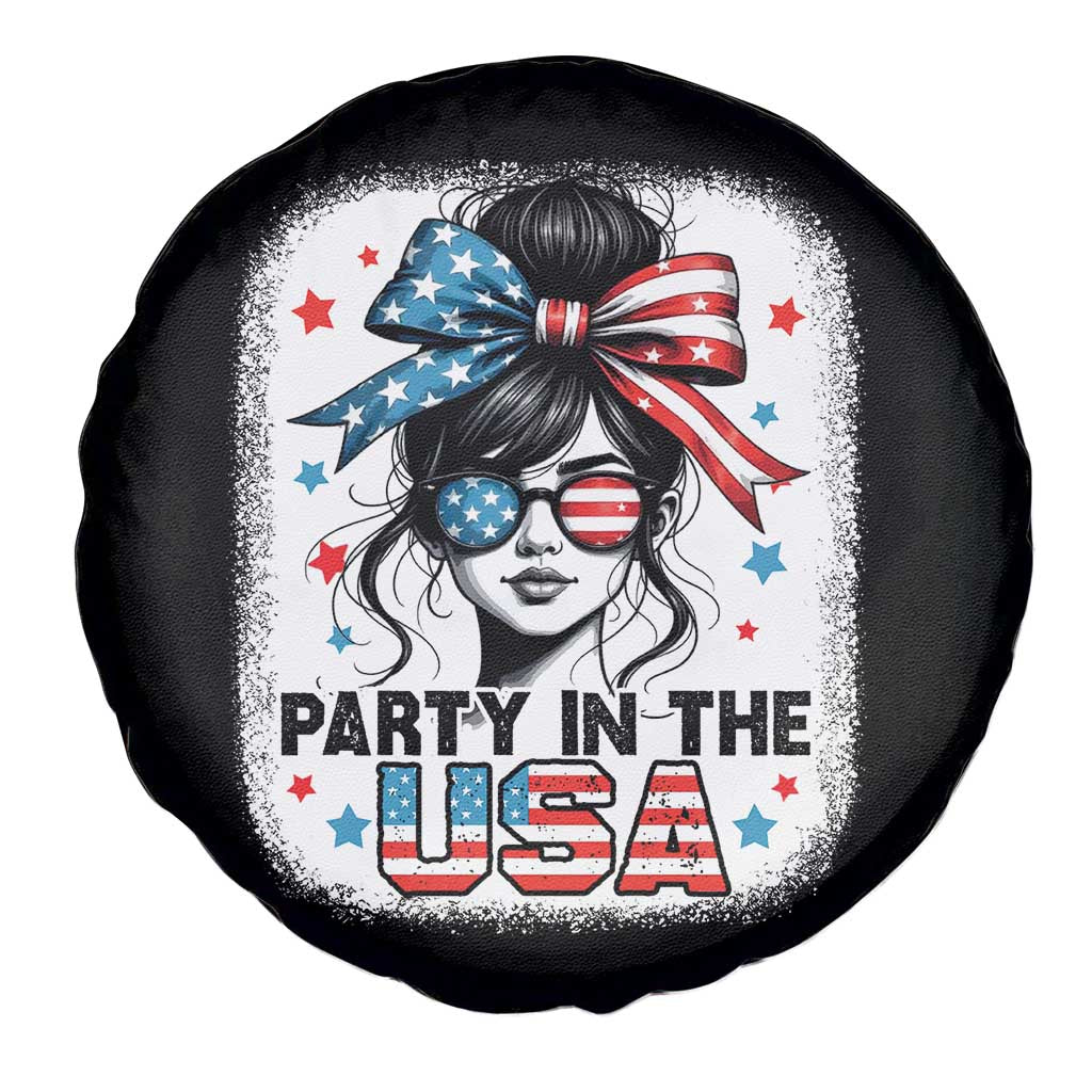 Party In USA Girls 4th of July Spare Tire Cover Messy Bun USA - Wonder Print Shop