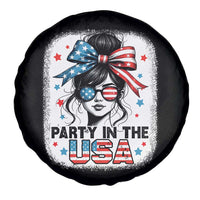 Party In USA Girls 4th of July Spare Tire Cover Messy Bun USA - Wonder Print Shop