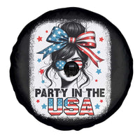 Party In USA Girls 4th of July Spare Tire Cover Messy Bun USA - Wonder Print Shop