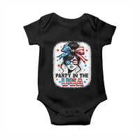 Party In USA Girls 4th of July Baby Onesie Messy Bun USA - Wonder Print Shop