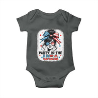 Party In USA Girls 4th of July Baby Onesie Messy Bun USA - Wonder Print Shop