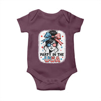 Party In USA Girls 4th of July Baby Onesie Messy Bun USA - Wonder Print Shop