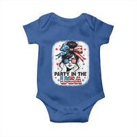 Party In USA Girls 4th of July Baby Onesie Messy Bun USA - Wonder Print Shop