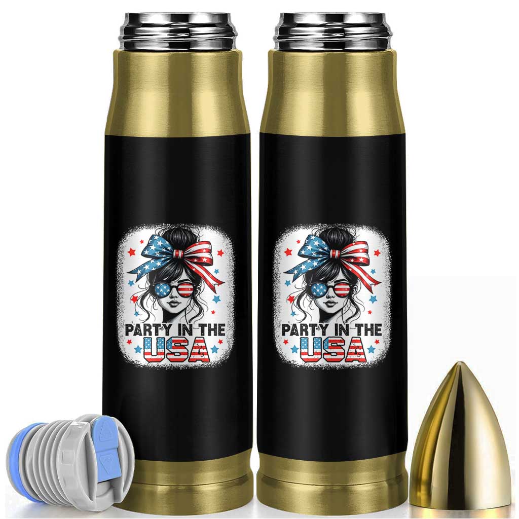 Party In USA Girls 4th of July Bullet Tumbler Messy Bun USA - Wonder Print Shop
