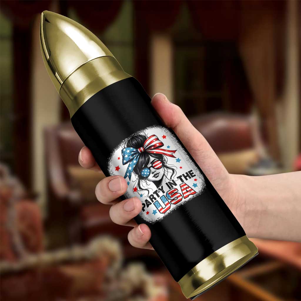 Party In USA Girls 4th of July Bullet Tumbler Messy Bun USA - Wonder Print Shop