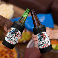 Party In USA Girls 4th of July 4 in 1 Can Cooler Tumbler Messy Bun USA - Wonder Print Shop