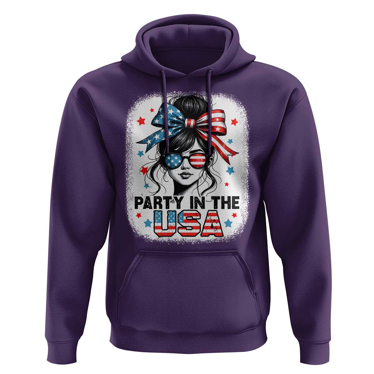 Party In USA Girls 4th of July Hoodie Messy Bun USA - Wonder Print Shop