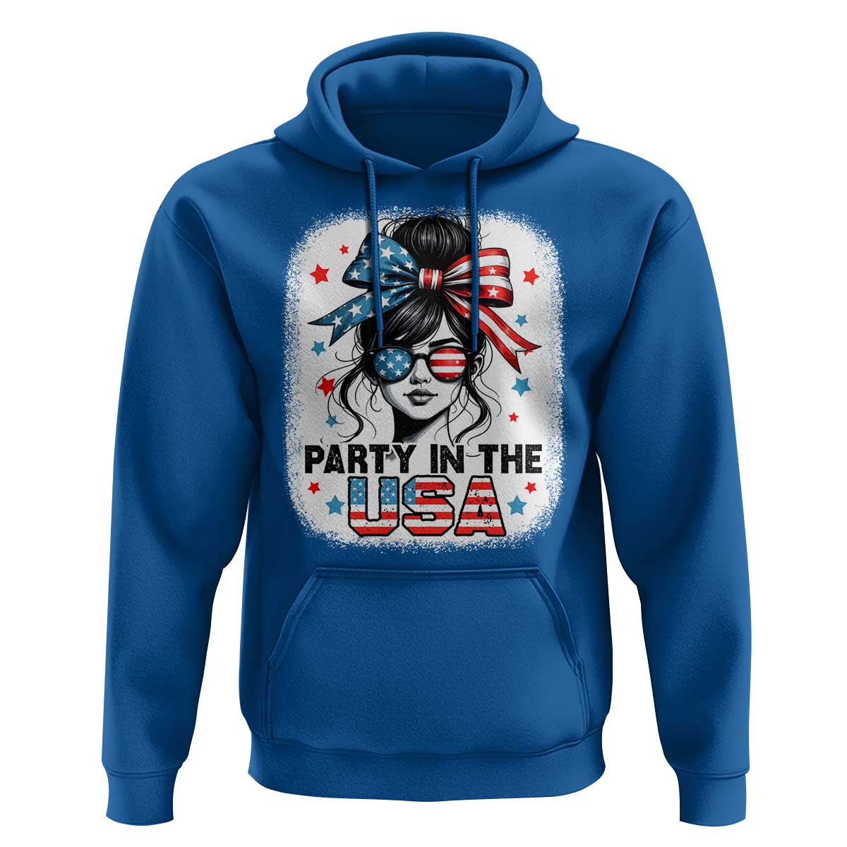 Party In USA Girls 4th of July Hoodie Messy Bun USA - Wonder Print Shop