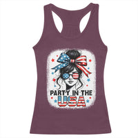 Party In USA Girls 4th of July Racerback Tank Top Messy Bun USA - Wonder Print Shop