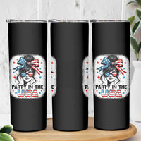 Party In USA Girls 4th of July Skinny Tumbler Messy Bun USA - Wonder Print Shop