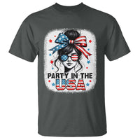 Party In USA Girls 4th of July T Shirt Messy Bun USA - Wonder Print Shop