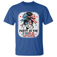 Party In USA Girls 4th of July T Shirt Messy Bun USA - Wonder Print Shop