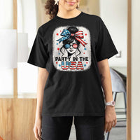 Party In USA Girls 4th of July T Shirt For Women Messy Bun USA - Wonder Print Shop