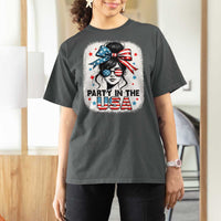 Party In USA Girls 4th of July T Shirt For Women Messy Bun USA - Wonder Print Shop