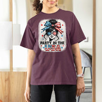 Party In USA Girls 4th of July T Shirt For Women Messy Bun USA - Wonder Print Shop