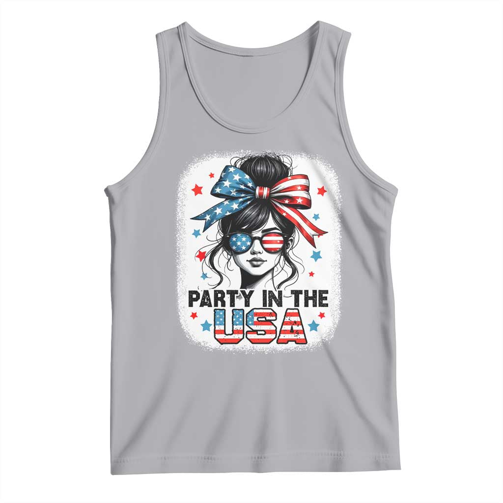 Party In USA Girls 4th of July Tank Top Messy Bun USA - Wonder Print Shop