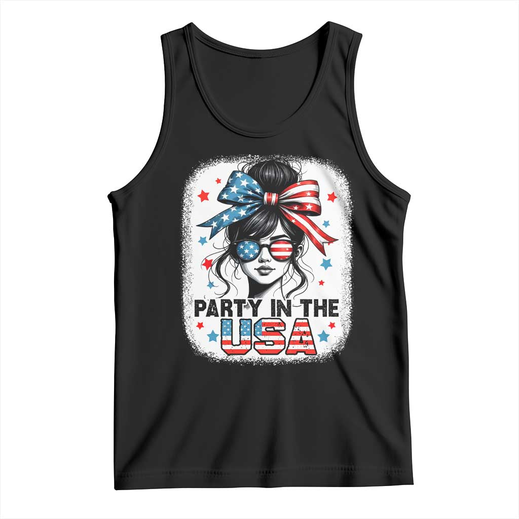 Party In USA Girls 4th of July Tank Top Messy Bun USA - Wonder Print Shop