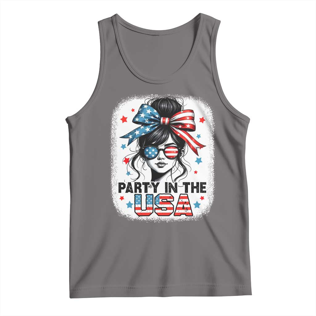Party In USA Girls 4th of July Tank Top Messy Bun USA - Wonder Print Shop