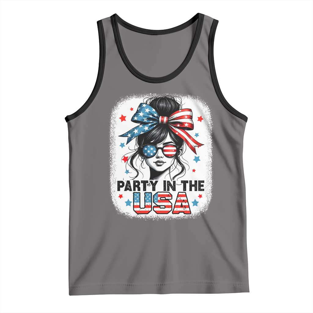 Party In USA Girls 4th of July Tank Top Messy Bun USA - Wonder Print Shop