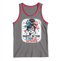 Party In USA Girls 4th of July Tank Top Messy Bun USA - Wonder Print Shop