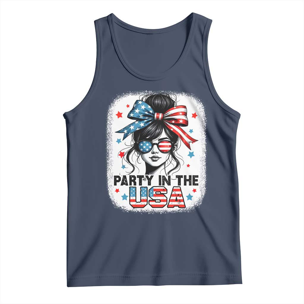 Party In USA Girls 4th of July Tank Top Messy Bun USA - Wonder Print Shop
