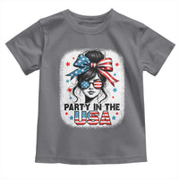 Party In USA Girls 4th of July Toddler T Shirt Messy Bun USA - Wonder Print Shop