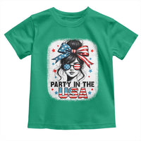 Party In USA Girls 4th of July Toddler T Shirt Messy Bun USA - Wonder Print Shop