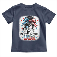 Party In USA Girls 4th of July Toddler T Shirt Messy Bun USA - Wonder Print Shop