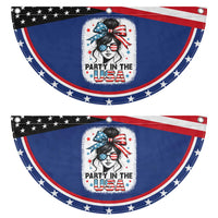 Party In USA Girls 4th of July Patriotic Fan Flag Messy Bun USA