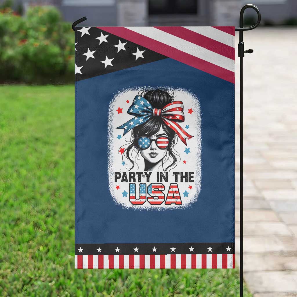 Party In USA Girls 4th of July Garden Flag Messy Bun USA