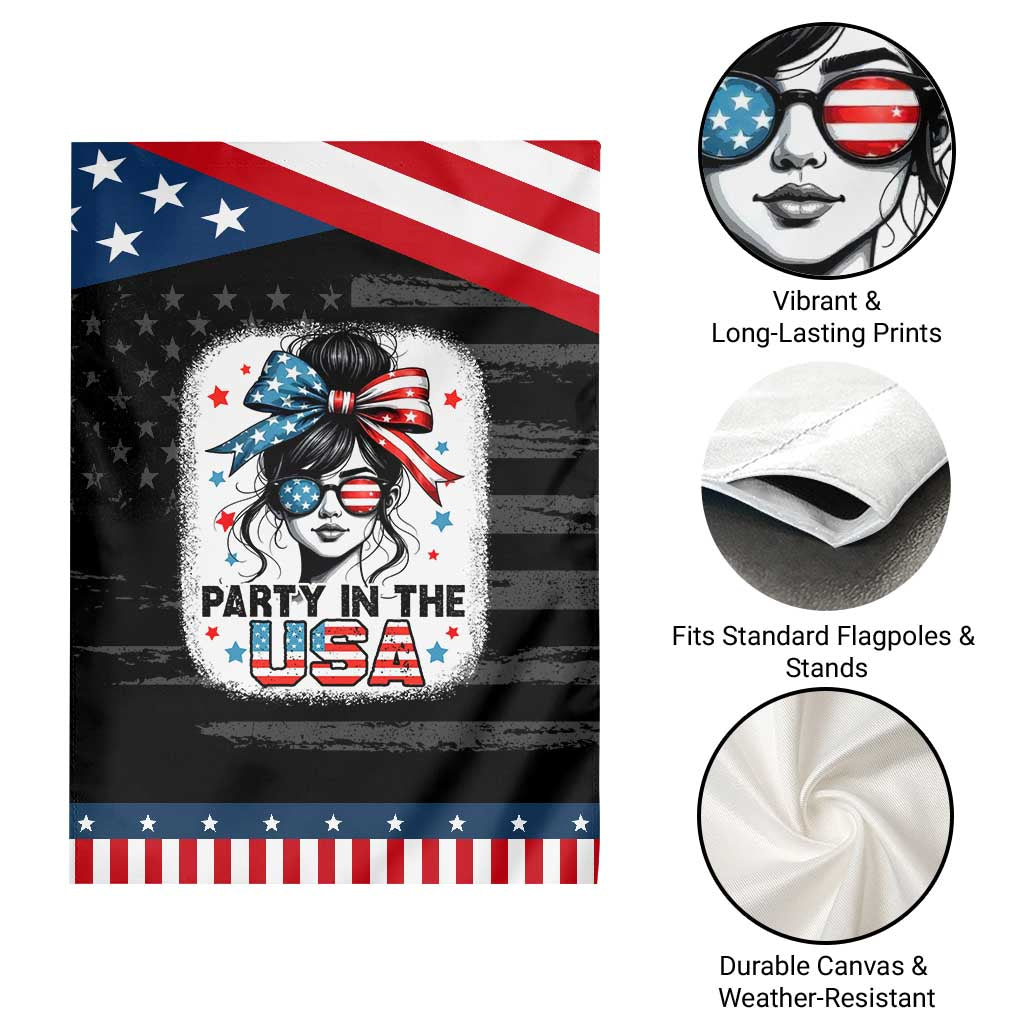 Party In USA Girls 4th of July Garden Flag Messy Bun USA