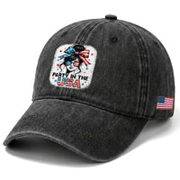 Party In USA Girls 4th of July Washed Cotton Baseball Cap Messy Bun USA