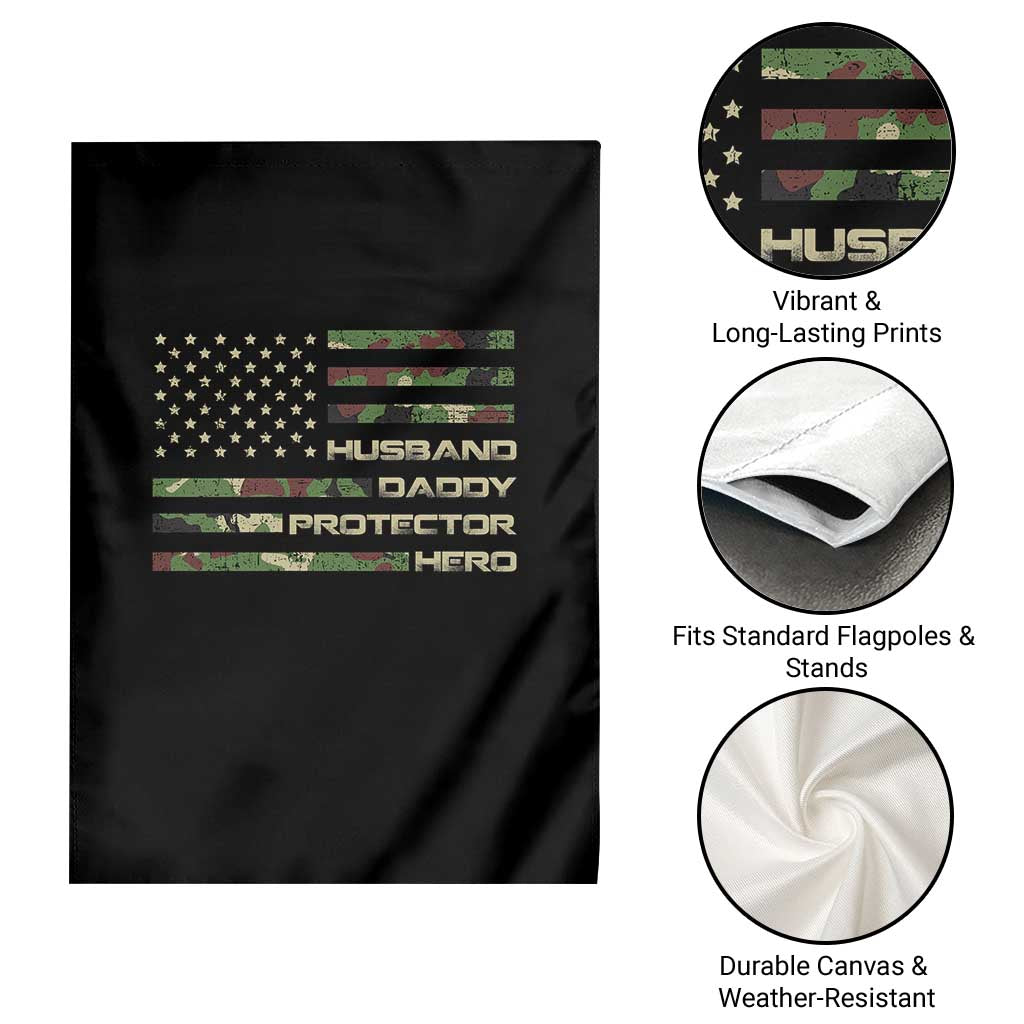 Husband Daddy Protector Hero Garden Flag Camo American Flag Fathers Day Gifts For Husband Hubby Dad