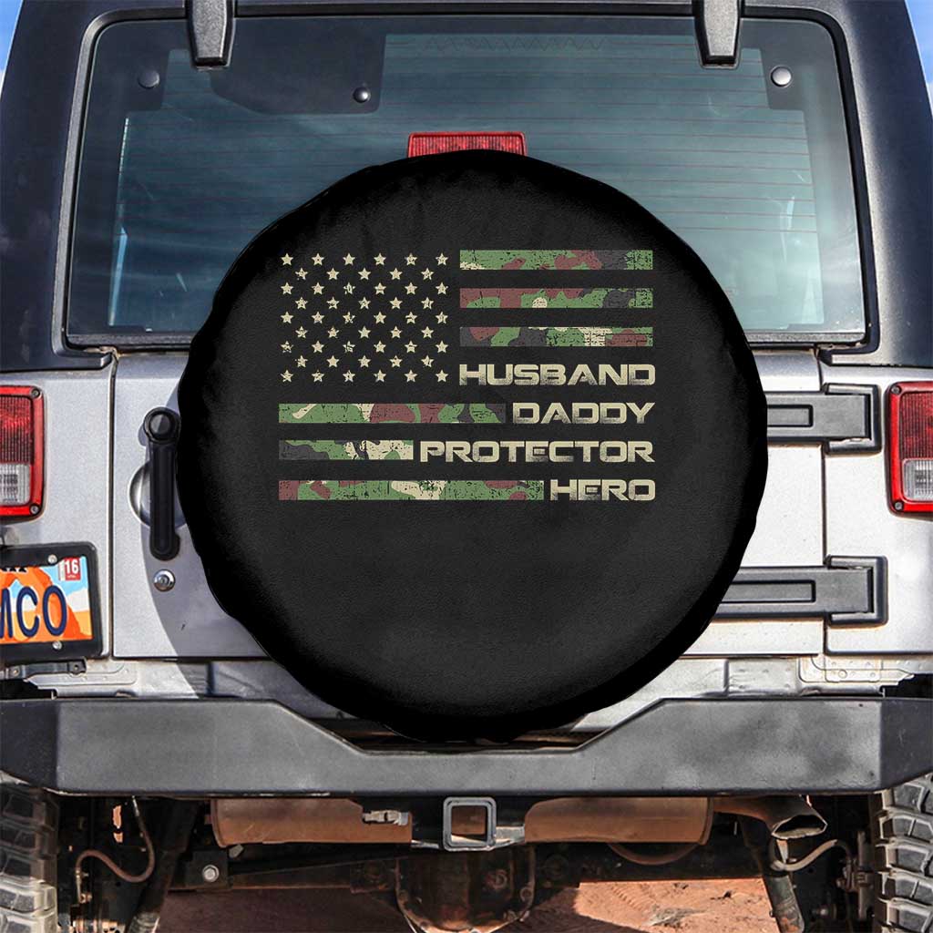 Husband Daddy Protector Hero Spare Tire Cover Camo American Flag Fathers Day Gifts For Husband Hubby Dad