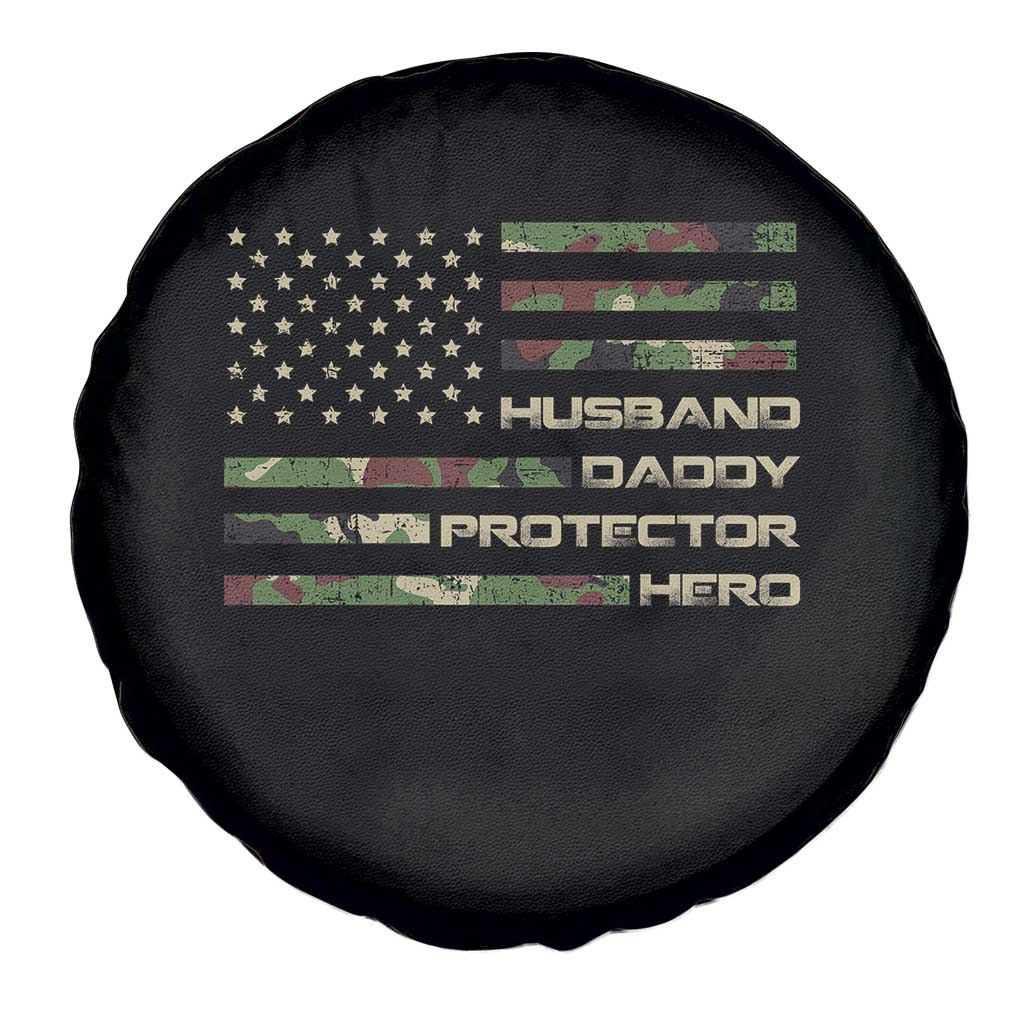 Husband Daddy Protector Hero Spare Tire Cover Camo American Flag Fathers Day Gifts For Husband Hubby Dad