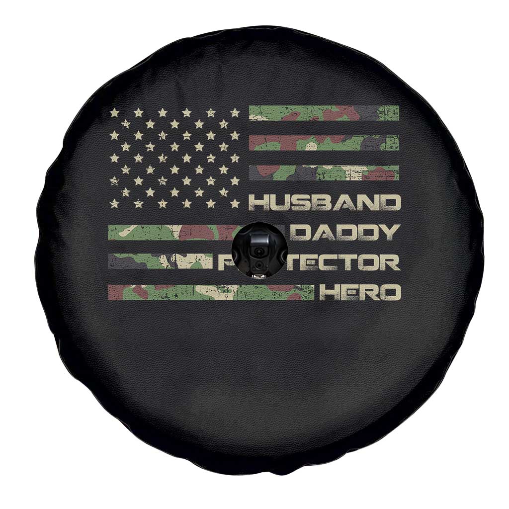 Husband Daddy Protector Hero Spare Tire Cover Camo American Flag Fathers Day Gifts For Husband Hubby Dad