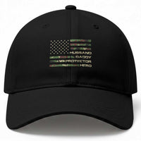 Husband Daddy Protector Hero Baseball Cap Camo American Flag Fathers Day Gifts For Husband Hubby Dad