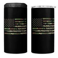 Husband Daddy Protector Hero 4 in 1 Can Cooler Tumbler Camo American Flag Fathers Day Gifts For Husband Hubby Dad