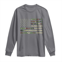 Husband Daddy Protector Hero Long Sleeve Shirt Camo American Flag Fathers Day Gifts For Husband Hubby Dad