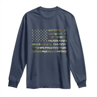 Husband Daddy Protector Hero Long Sleeve Shirt Camo American Flag Fathers Day Gifts For Husband Hubby Dad
