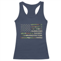 Husband Daddy Protector Hero Racerback Tank Top Camo American Flag Fathers Day Gifts For Husband Hubby Dad