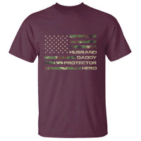 Husband Daddy Protector Hero T Shirt Camo American Flag Fathers Day Gifts For Husband Hubby Dad