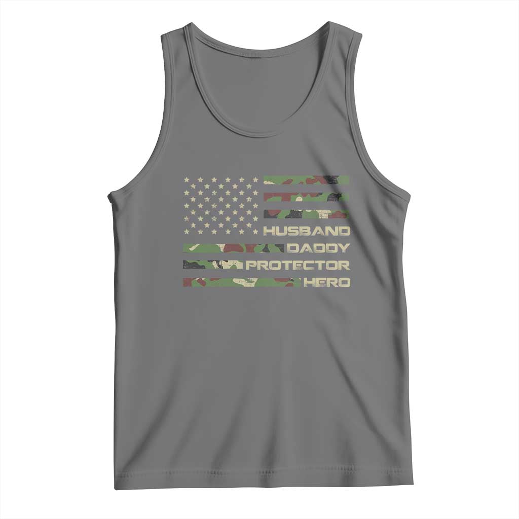 Husband Daddy Protector Hero Tank Top Camo American Flag Fathers Day Gifts For Husband Hubby Dad