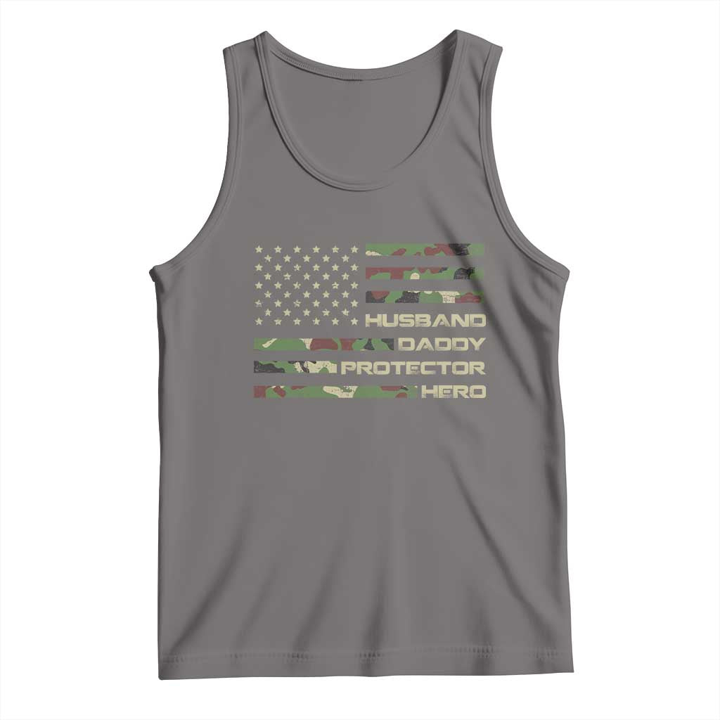 Husband Daddy Protector Hero Tank Top Camo American Flag Fathers Day Gifts For Husband Hubby Dad