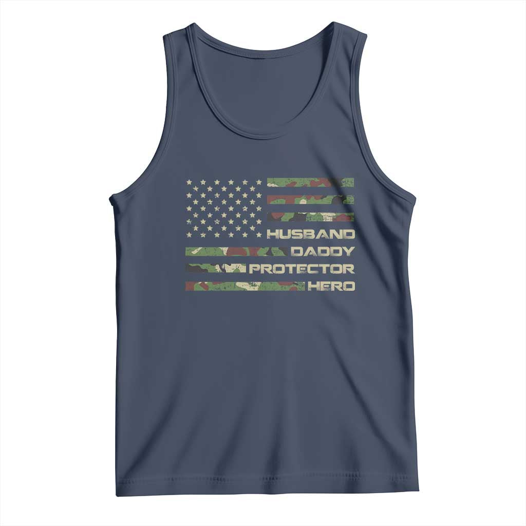 Husband Daddy Protector Hero Tank Top Camo American Flag Fathers Day Gifts For Husband Hubby Dad