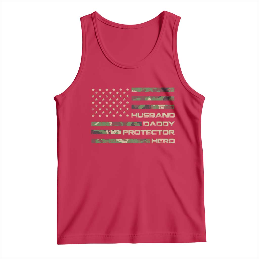 Husband Daddy Protector Hero Tank Top Camo American Flag Fathers Day Gifts For Husband Hubby Dad