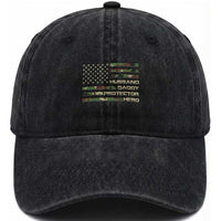 Husband Daddy Protector Hero Washed Cotton Baseball Cap Camo American Flag Fathers Day Gifts For Husband Hubby Dad