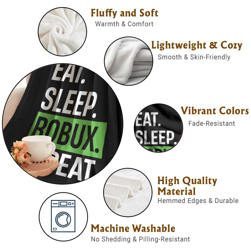 Eat Sleep Roblox Repeat Throw Blanket Funny Video Game Lovers Gamers
